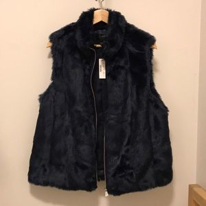 Jcrew Navy Fur Vest (Faux Fur) NWT